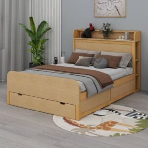 wooden bed frame, wood bed frame
